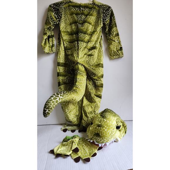 T-Rex Costume Toddler 2T/4T Kids Dinosaur Halloween Green Yellow Jumpsuit - Picture 5 of 16